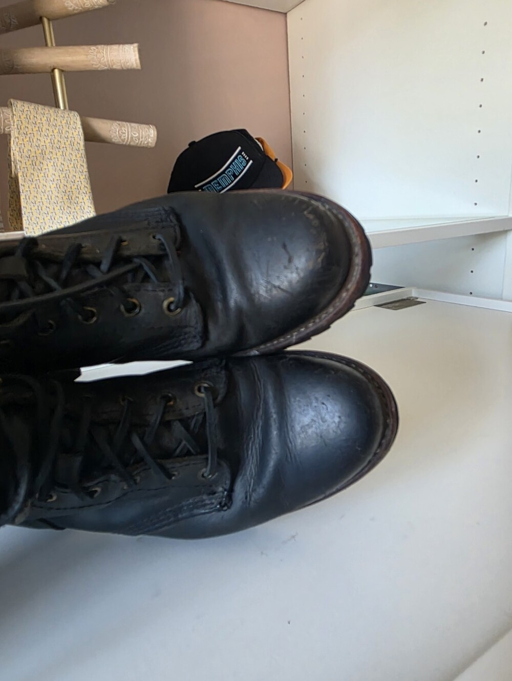 Frye Men's Black Leather Lace-Up Work Boots - Picture 6 of 11